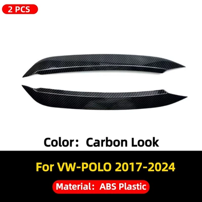 Suitable for 2017-2024 Volkswagen Lamp eyebrow - exterior-18-24-volkswagen-polo-headlight-eyebrow-bright-carbon