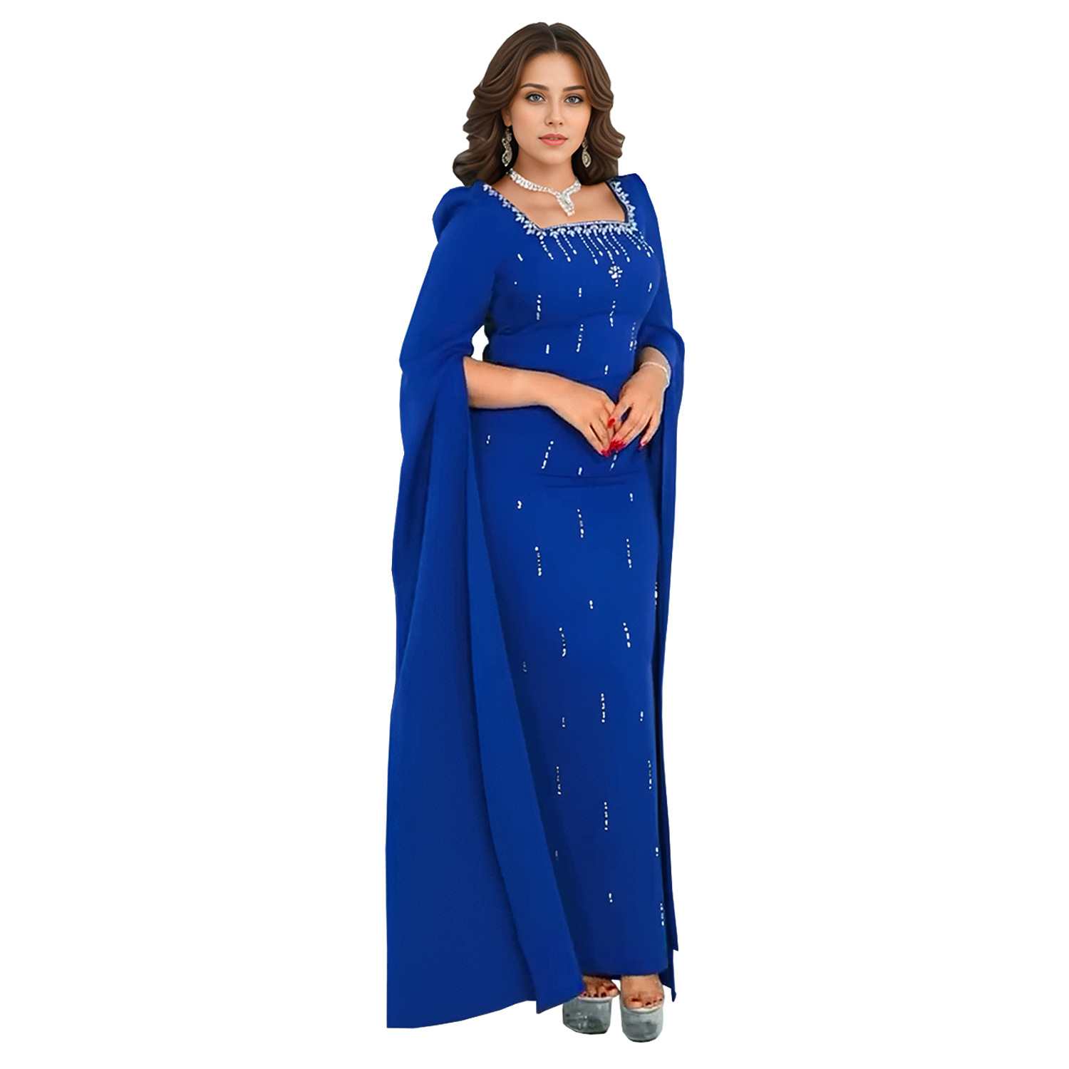 C7259 Aliexpress transfronterizo Amazon Europa y América ropa de moda de mujer trasera abertura de manga caliente vestido elegante
