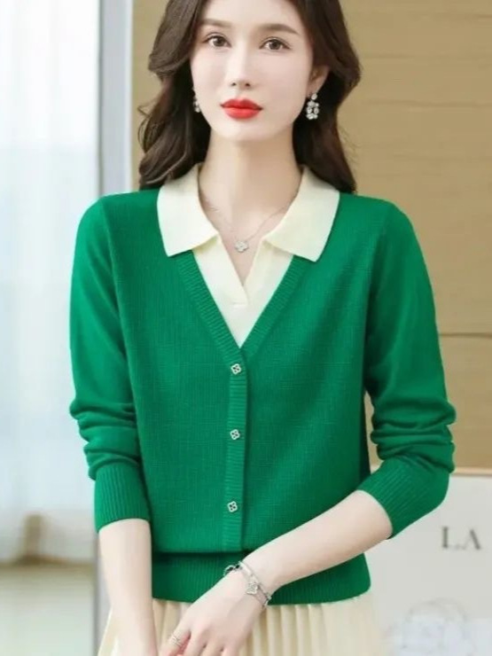 假两件毛衣女2025秋季新款时尚针织衫洋气百搭上衣外穿上衣女套头|undefined