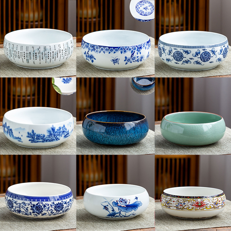 陶器茶洗い大特大家庭用ペン洗い青白磁茶器アクセサリー茶碗茶道スペア水差し水洗い|undefined