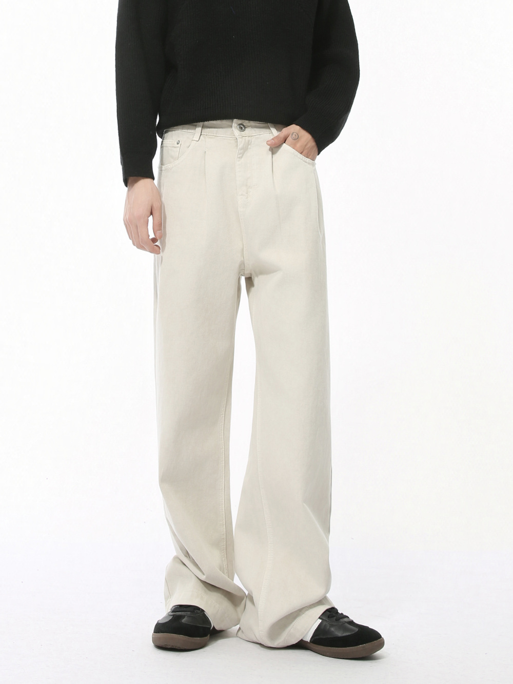 MTLCLOTHES Hombres| Nuevos productos de otoño básicos de algodón limpio ajustado jeans de color sólido simple