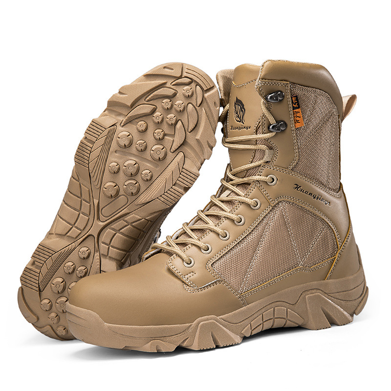 Botas tácticas de acero de alto perfil, botas militares para hombres, zapatos de seguridad al aire libre impermeables y resistentes a la nieve.