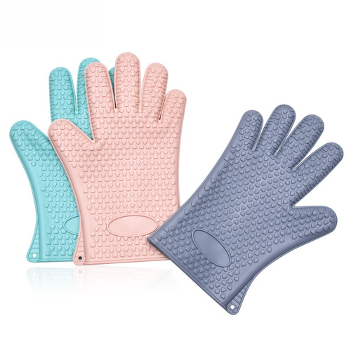 Heart-shaped silicone heat-resistant gloves, oven and microwave kitchen heat-resistant anti-slip gloves