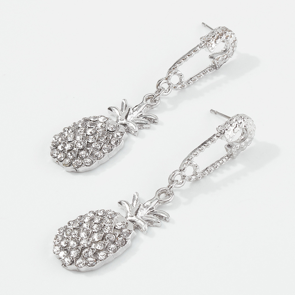 Vente En Gros Bijoux Simples Boucles D&#39;oreilles Ananas Diamant Nihaojewelry display picture 6