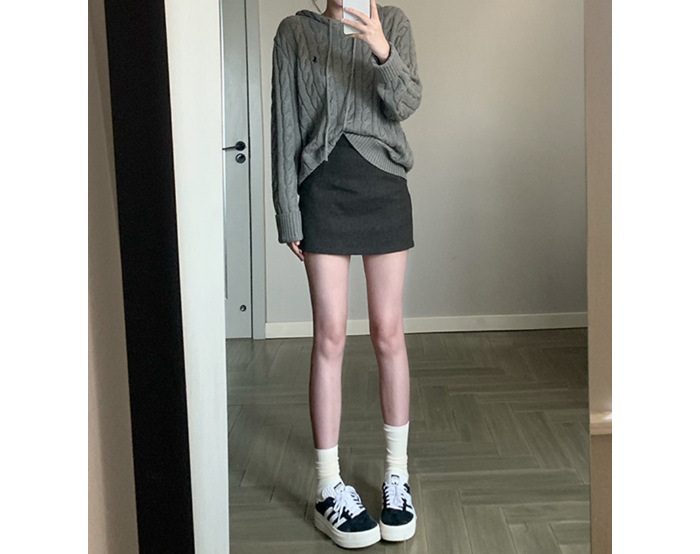 连帽针织套头毛衣女新款宽松显瘦麻花韩版休闲纯色针织衫上衣潮|undefined