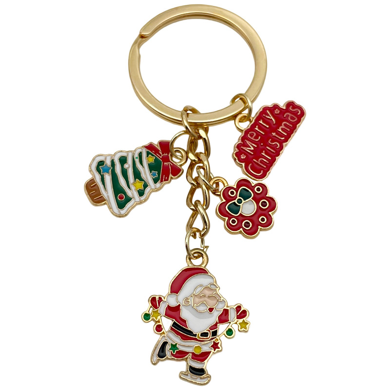 クロスボーダーサンタクロースの日クリスマスツリーデーかわいいキーホルダー合金キーチェーンバッグペンダントジュエリー小さなギフト|undefined
