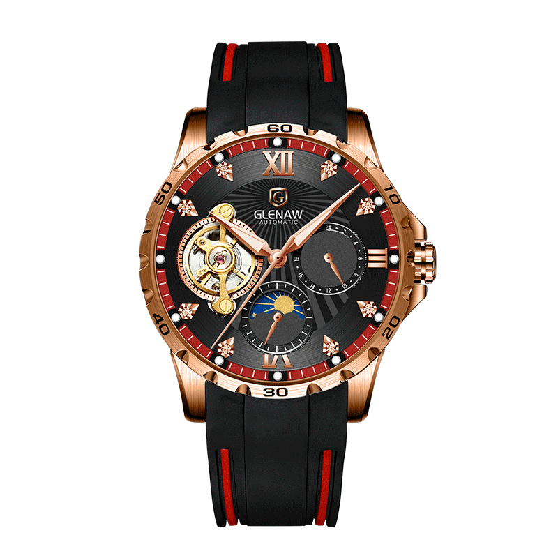 Đồng hồ nam tự động Glenn skeleton lộ máy dạ quang thể thao