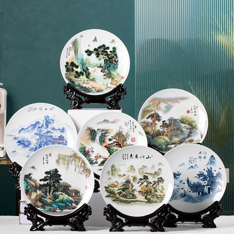 (2개) 공예 BOGU 인치 사무실 산 스트림 봄 운율 JINGDEZHEN 세라믹 도자기 10 장식품 사무실 장식 세라믹 교수형