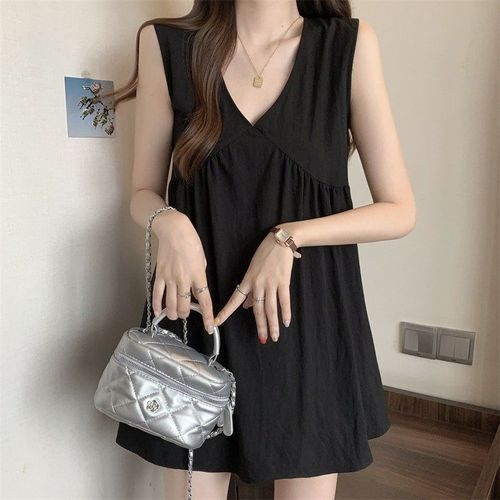 Summer Guest Black Elegant V-Neck Sleeveless Backless Blouse Women Design Style Loose Unique Top Outstanding