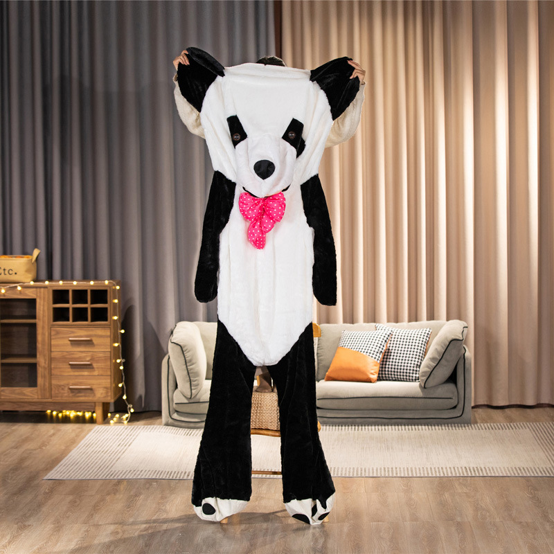 Gran cáscara de cuero Panda blanco y negro semiacabado muñeca de juguete de peluche Panda muñeca semiacabado concha de cuero muñeca de tela