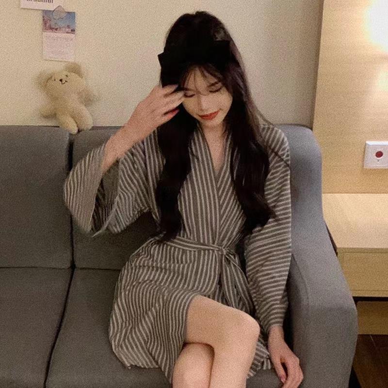 Home Wear Imitation Cotton Nightgown High-End Japanese Style Nightgown Kimono Pajamas Women Spring & Fall 2022 New Japanese Style Bathrobe Home Wear Imitation Cotton Nightgown High-End Japanese Style Nightgown Kimono Pajamas Women Spring & Fall 2022 New Japanese Style Bathrobe