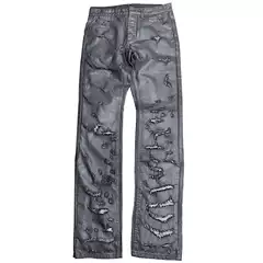Cross-Border Distressed Waxed Black Jeans Home04 Wax Coating Ripped Washed Slim Fit Black Pants In Stock