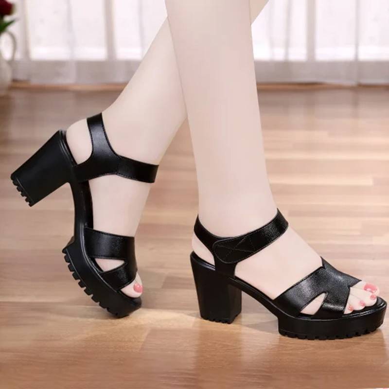 Summer universal sandals heels platform with velcro