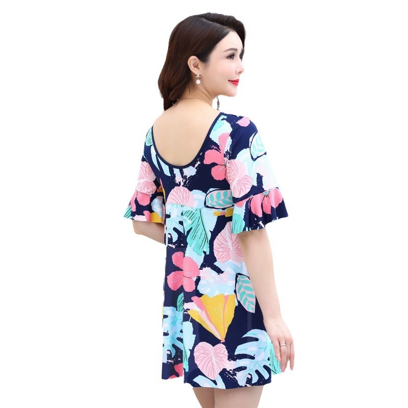 Слитный купальник для матери, среднего возраста, свободного силуэта, plus size