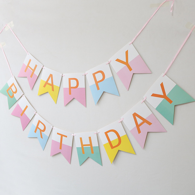 箔押し魚尾誕生日おめでとう旗happy birthdayパーティー装飾誕生日おめでとうバナー花|undefined