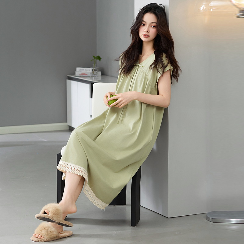 Pijama de algodón para mujeres verano 2025 nuevo tipo delgado sin mangas pijama de hombro para mujeres embarazadas suelta vestido grande