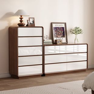 Chest of Drawers Bedroom Storage Cabinet Bedside Dresser Living Room Wall Storage Cabinet Simple Modern Solid Wood Drawer S^