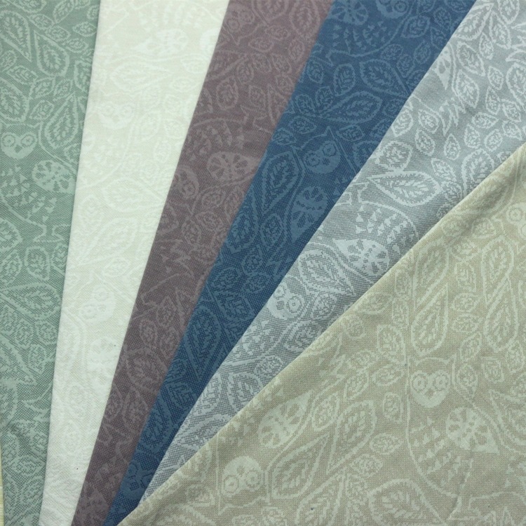 全棉色织双面提花连接布针织布猫头鹰浮雕色织提花双面布服装面料