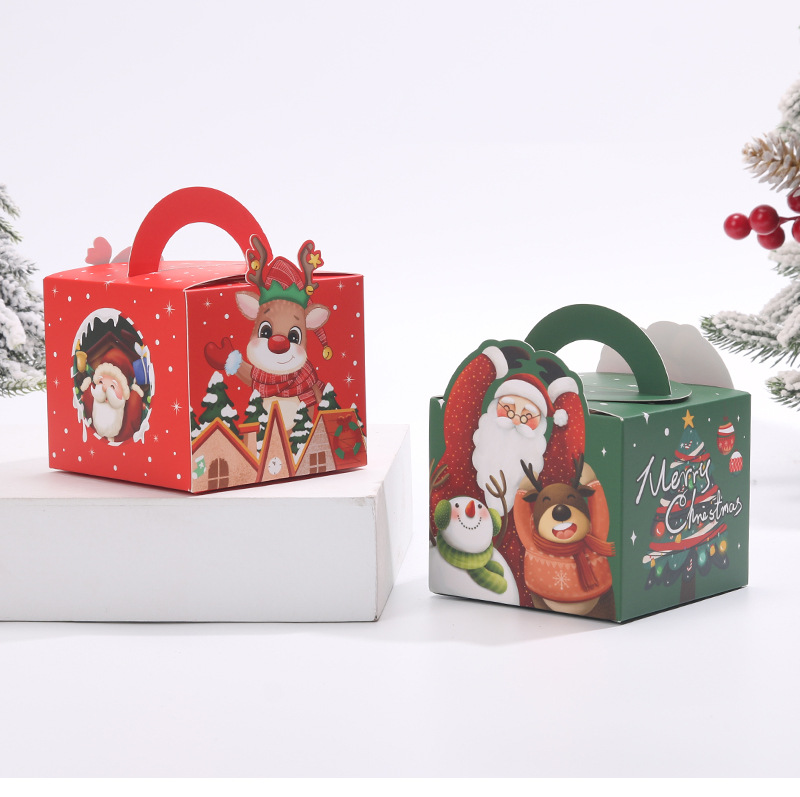 Nueva Navidad Apple caja portátil caja de fruta de seguridad de dibujos animados regalo de Navidad caja de color galleta caja de dulces