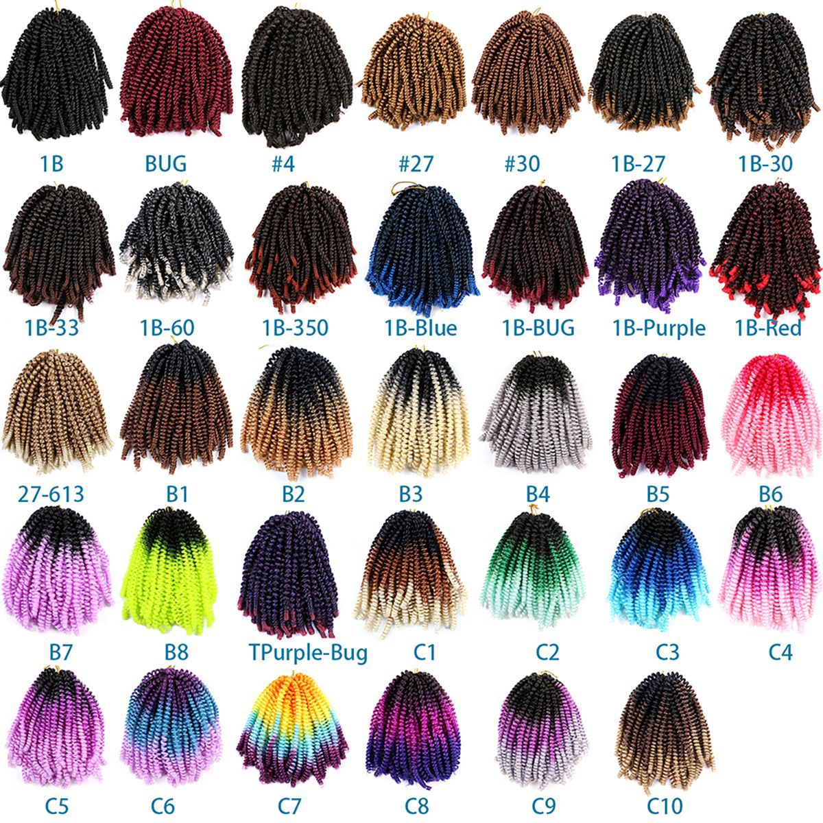 Περούκα από χημικές ίνες κροσέ μαλλιά Spring Twist Μαλλιά μικρά ανοιξιάτικα αφρικανικά dreadlocks Passion Twist_voghion.com