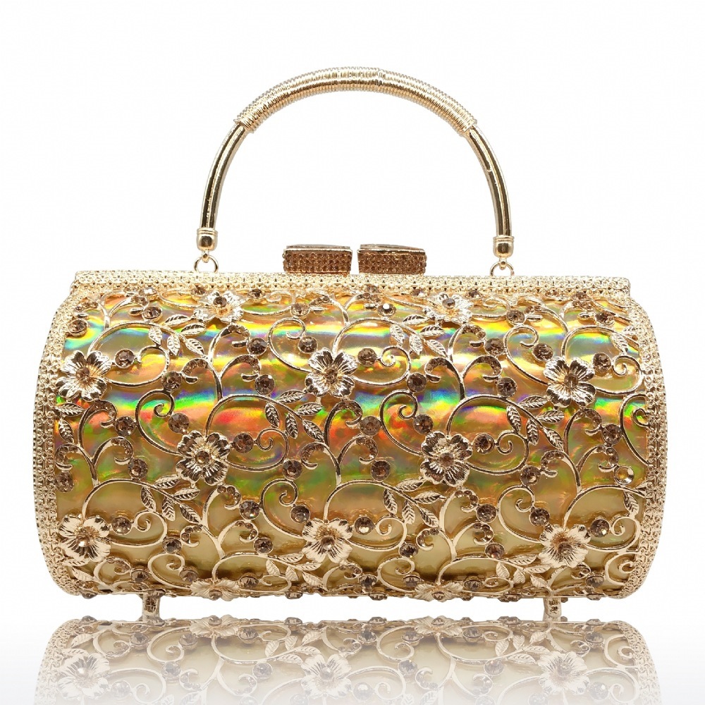 Nuevo bolso de cena de diamante de metal de gran capacidad caja dura bolso de mano bolso de banquete de mujer bolso de vestido de noche