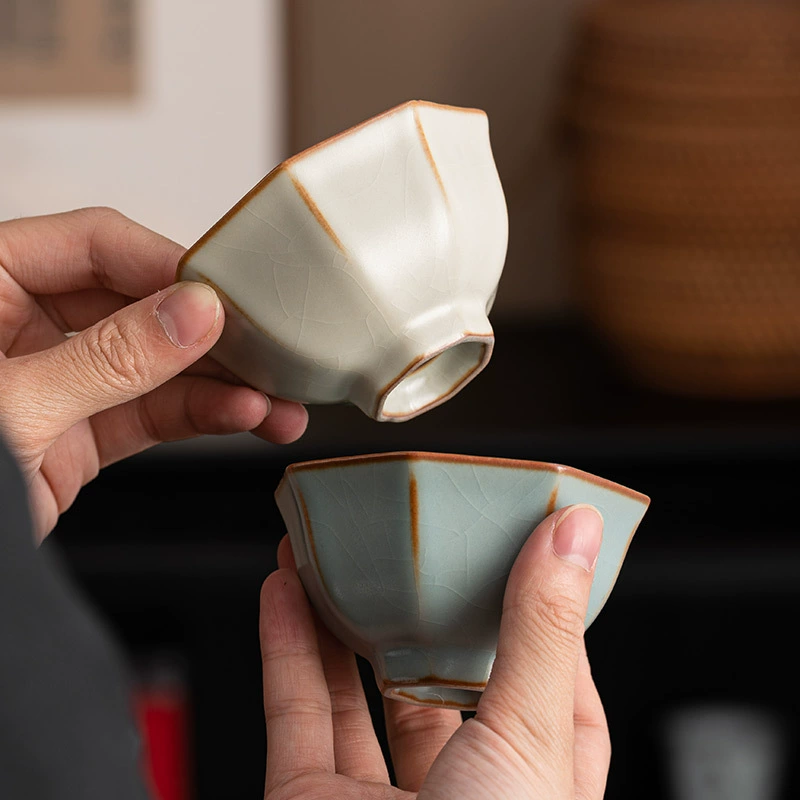 Керамическая чайная чашка Chinese Ru Kiln Tea Cup Master Cup Open Side to Rather Kung Fu Tea Set Ceramics Drinking Tea Cup Home Products