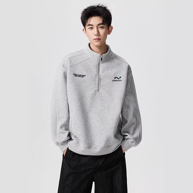 Nasa Spring New Embroidered Half-Zip Sweatshirt Men's Trendy Brand Loose Couple Casual Sports Pullover Top for Men Nasa Spring New Embroidered Half-Zip Sweatshirt Men's Trendy Brand Loose Couple Casual Sports Pullover Top for Men