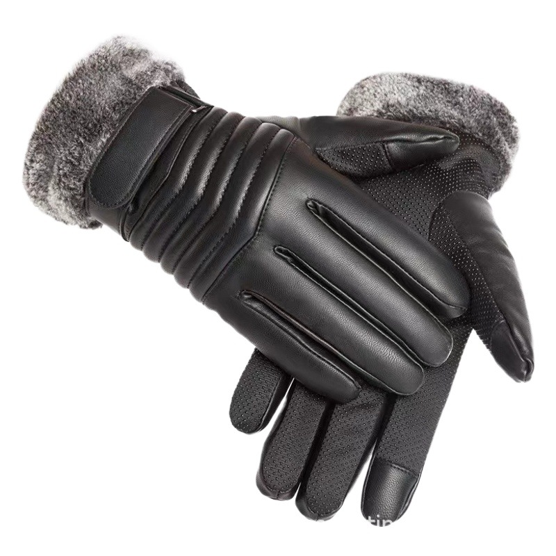 Guantes de cuero para hombre, guantes de ciclismo de invierno, resistentes al viento, impermeables, cálidos, guantes para motocicleta, pantalla táctil, autocalentables, protección contra el frío