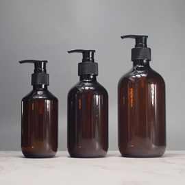 茶色绿色洗发水瓶沐浴露250ml/300ml/500ml现货PET塑料乳液护发素