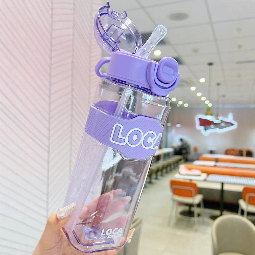 Yitong transfronterizo del sudeste asiático tetera de agua portátil cuadrilátera taza de agua deportiva al aire libre taza de plástico de paja