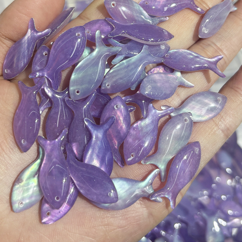 Shell Drip Glaze Multicolor Exquisite Summer Exclusive Small Fish Double-Sided Handmade DIY Bracelet Necklace Pendant Accessories