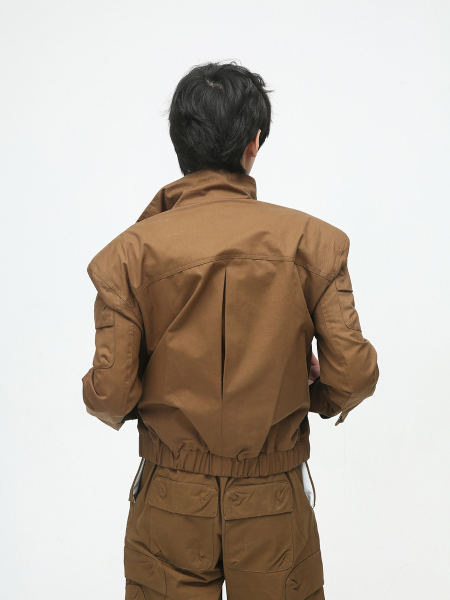 Mtlclothes ropa de Hombre | 2023 otoño retro funcional tridimensional diseño de bolsillo chaqueta pantalones casuales traje