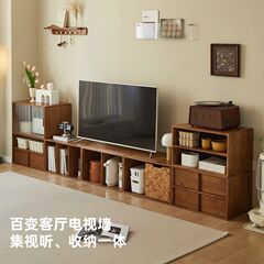 实木落地书柜复古模块组合自由柜客厅储物矮收纳柜柜展示柜电视柜