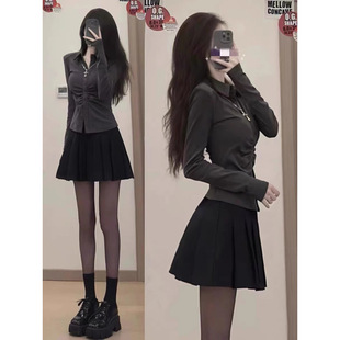 Jk Uniform Suit for Women Spring & Fall New Pure Lust Hot Girl Slim Pleated Shirt High Waist Pleated Skirt Two-Piece Trendy Set