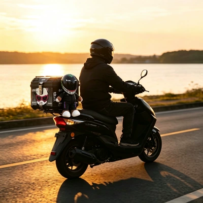 delivery box – Motorcycle trunk - 48l-black-and-gray-bear-transformation-doll-top-tier-edition-little-black-bear-clown-doll-inner-lining-backrest-base-installation-kit