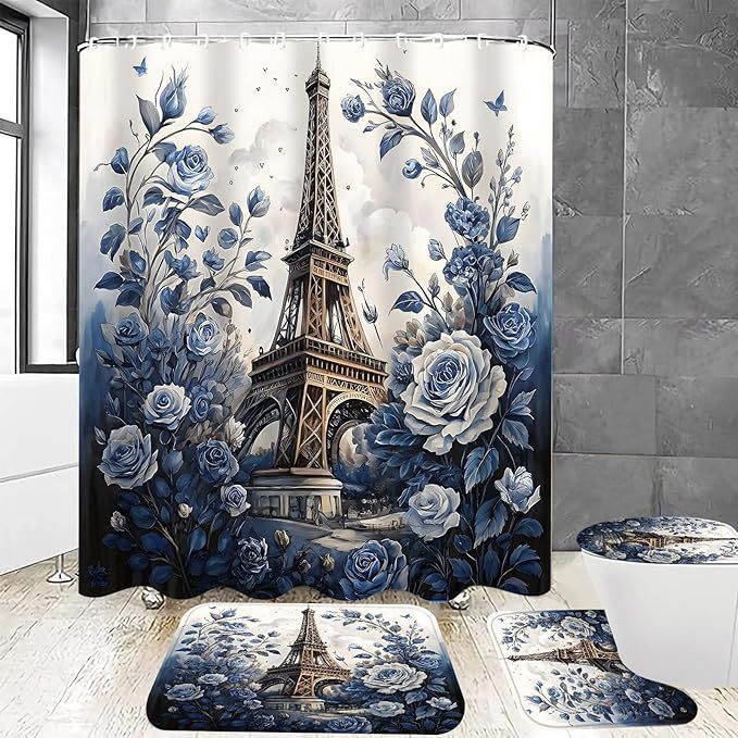 Juego de Cortina de Baño Estampada de Poliéster Resistente a la Humedad, Impreso para Baño image 3