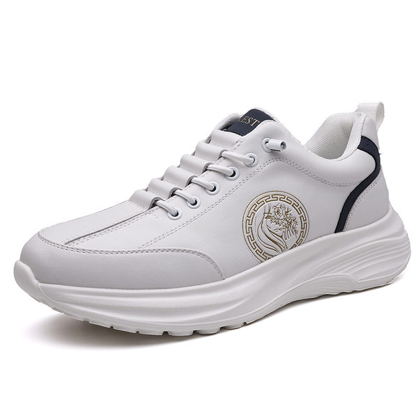 Giày thể thao nam da lộn nhẹ đế mềm mặt mềm, giày sneaker chạy bộ ngoài trời gót 3-5 cm — h6608 trắng, h6608 đen