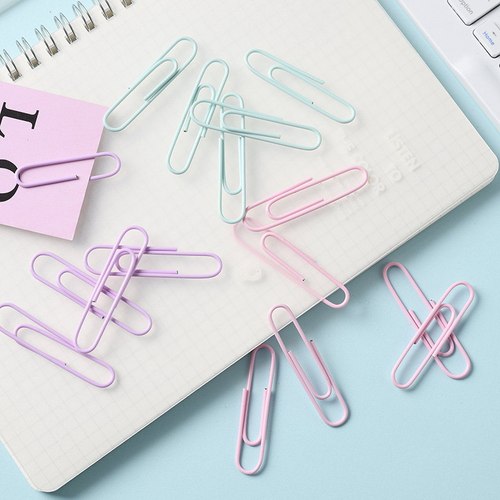Lidemei macaron color paper clips fresh and creative boxed large and small paper clips metal binding office supplies