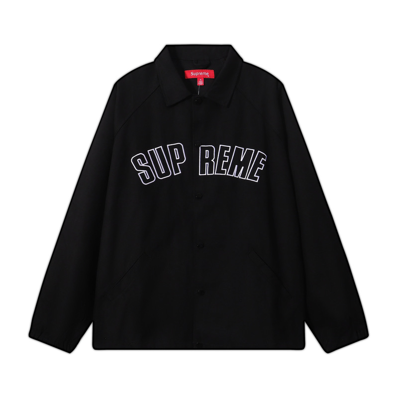 Cross-border supreme letter embroidery solid color work jacket casual loose pure cotton cardigan turn-down collar coat for men ius