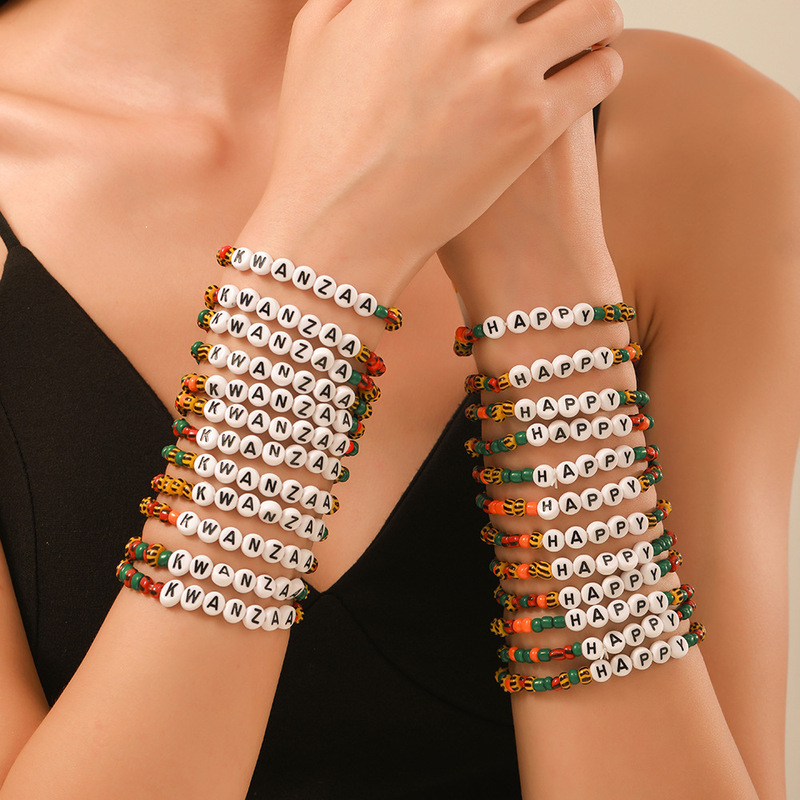 Europe and the United States cross-border hot multi-string letter bracelet niche design inspiration multi-color new elements friendship bracelet
