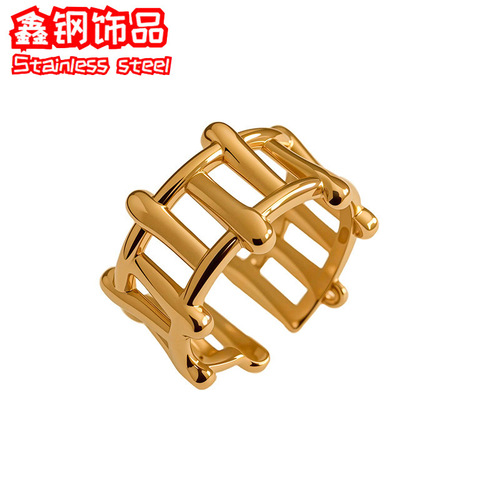 Best-selling stainless steel open ring 304 material adjustable 18K titanium steel ring handmade jewelry wholesale