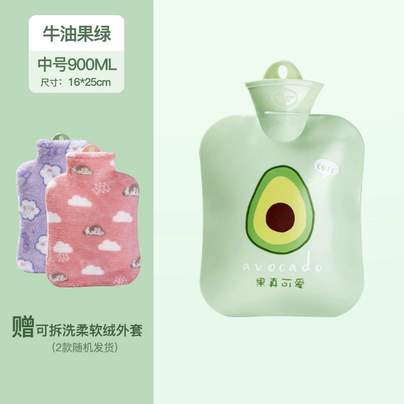 PVC Cartoon Hot Water Bottle, Explosion-Proof Detachable Cover, Cute Dino/Strawberry, Multi Sizes