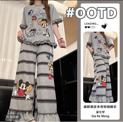 Korean-Style Cartoon Mickey Pajamas for Women, Spring and Summer Thin Style, Sweet and Cute, Plus Size, Popular Home and Dormitory Set Korean-Style Cartoon Mickey Pajamas for Women, Spring and Summer Thin Style, Sweet and Cute, Plus Size, Popular Home and Dormitory Set