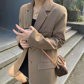 西装外套女2026春秋休闲新款韩版宽松显瘦学生中长款上衣小西服女