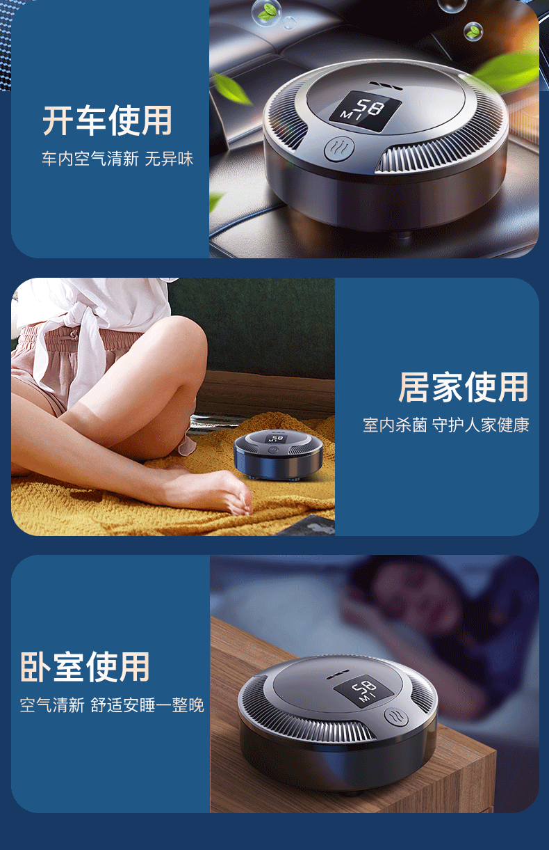 Car Air Purifier for Eliminating Odors in the Vehicle, Specialized for Removing Formaldehyde, Car Smoke Odor Remover, and Refrigerator Purifier