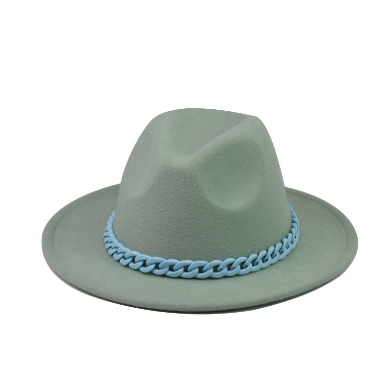 Comercio exterior transfronterizo engrosado padre-hijo Four Seasons Cadena naranja sombrero de lana cadena sombrero de fieltro de ala grande sombrero de copa plana