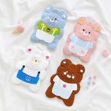 可爱泰迪绒热水袋卡通毛绒暖手宝随身注水保温袋泰迪卷毛暖水袋