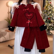 汉服女童2025新款儿童新中式唐装加绒女孩宝宝中国风拜年服套装