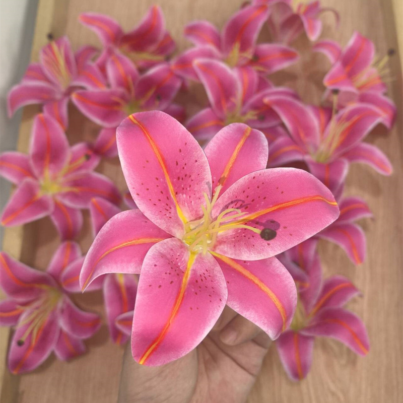 跨境外贸3D百合仿真花批发婚礼庆典花艺装饰造景胶片百合花墙花朵|undefined