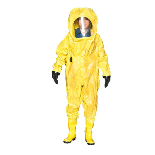 Fire and Rescue Integrated Protective Clothing Double-coated Isolation Clothing Yellow One-piece Fully Sealed Chemical Protective Clothing